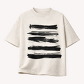 Beige t-shirt with black abstract Gouache stripes on a white background